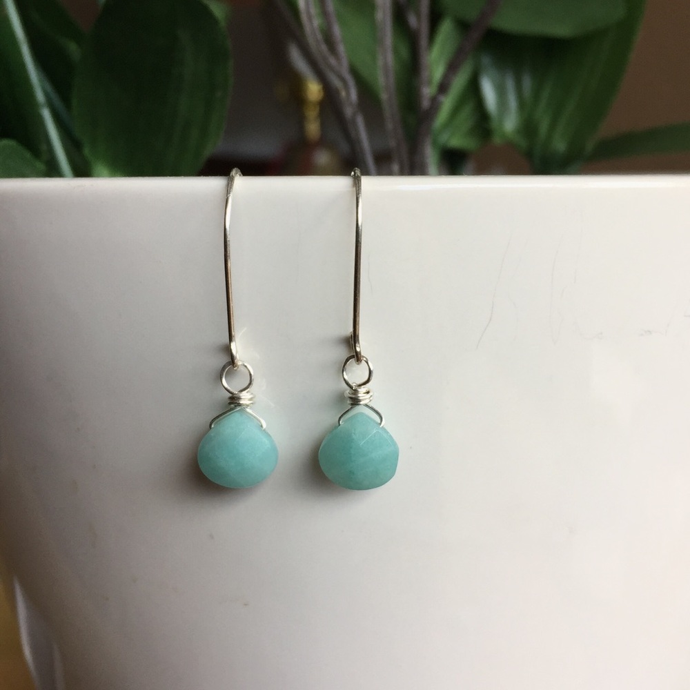 Amazonite + sterling silver earrings by Anne More